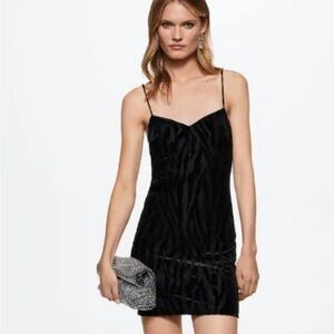 Mango Velvet Animal Print Dress - XS